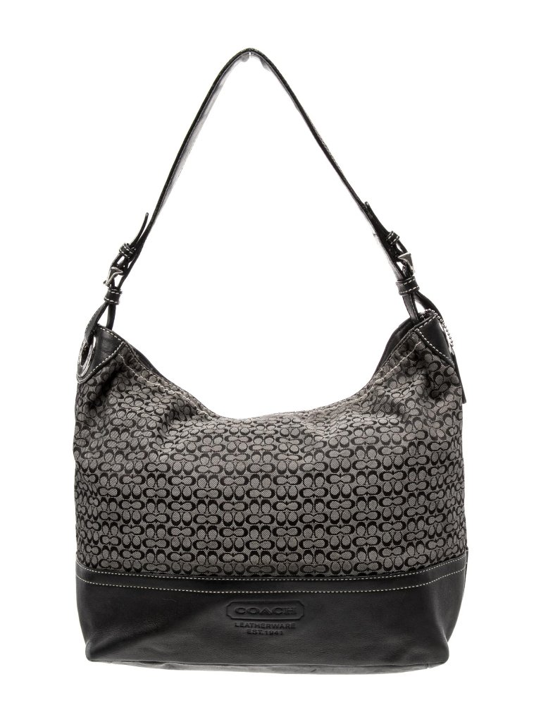 Vintage Coach Soho Signature Hobo Bag Black Gray Jacquard Y2k Shoulder Bag
